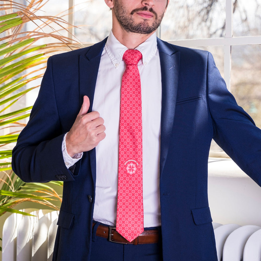 single placed logo custom necktie with business suit