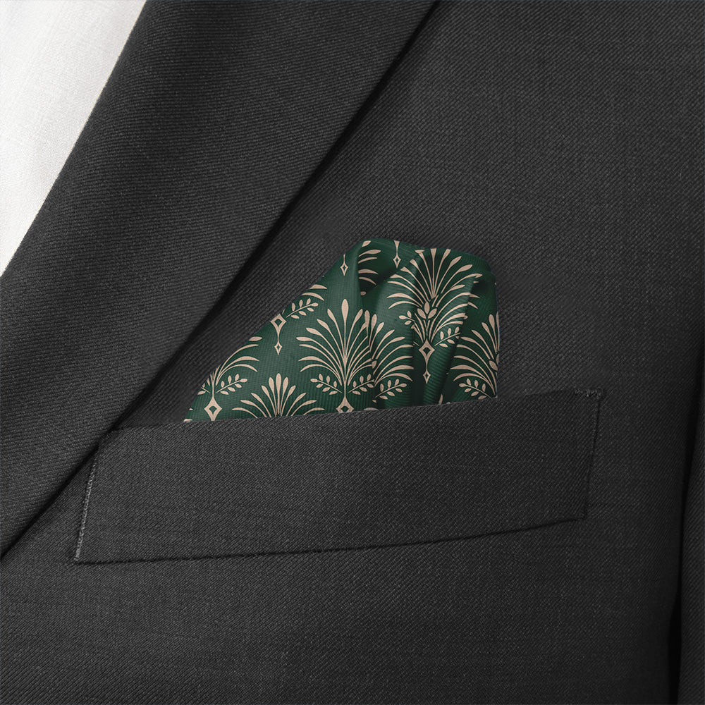 Damask Fan Pocket Square - Stairs Fold - Knotty Tie Co.