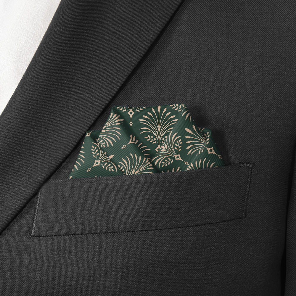 Damask Fan Pocket Square - Wave Fold - Knotty Tie Co.