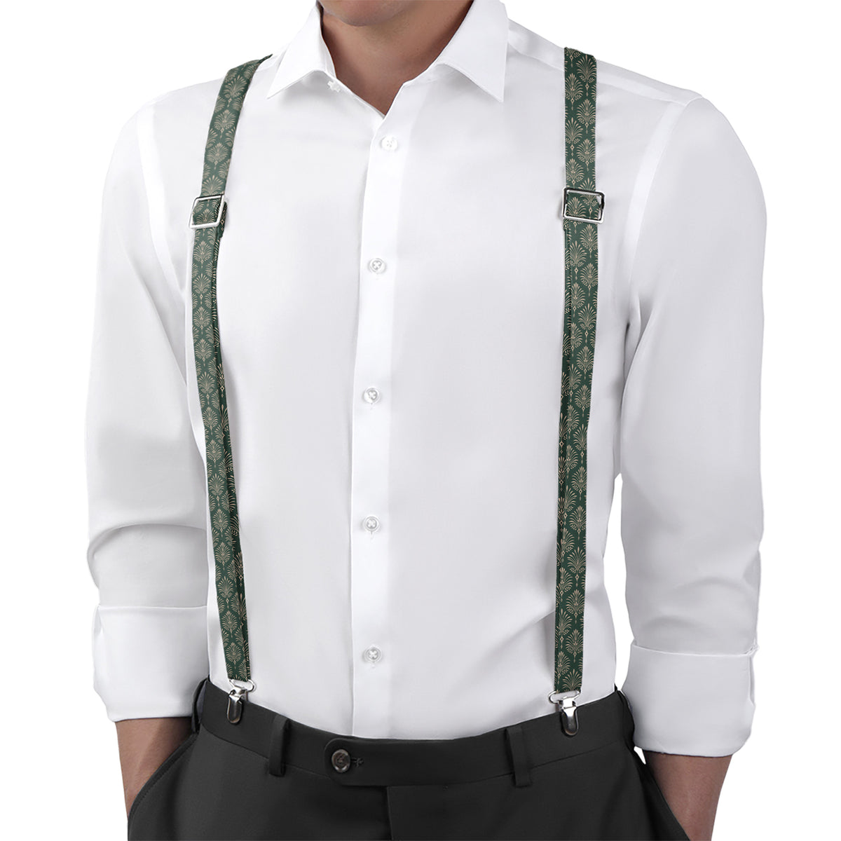Damask Fan Suspenders - On Model Back View - Knotty Tie Co.