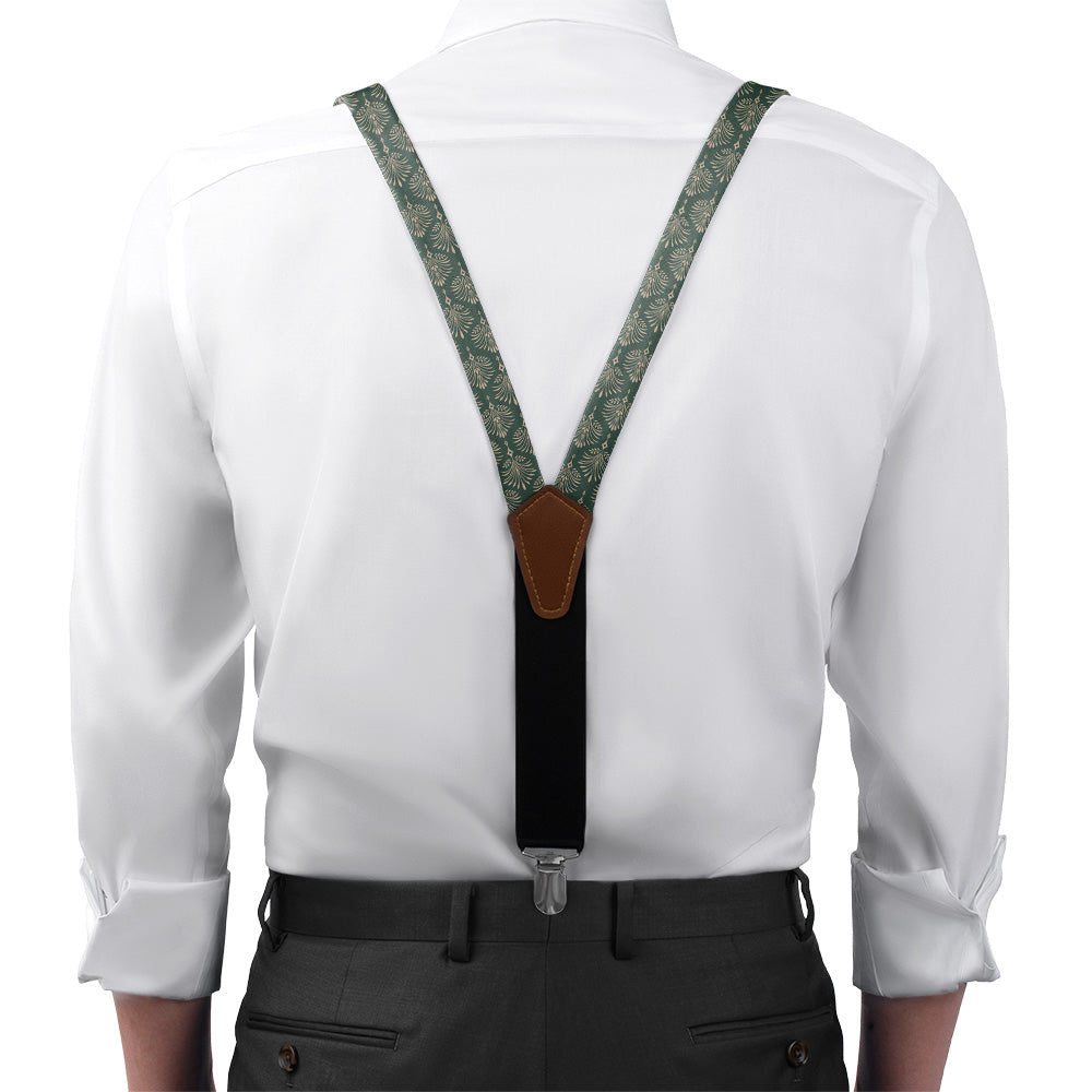 Damask Fan Suspenders - On Model Front View - Knotty Tie Co.