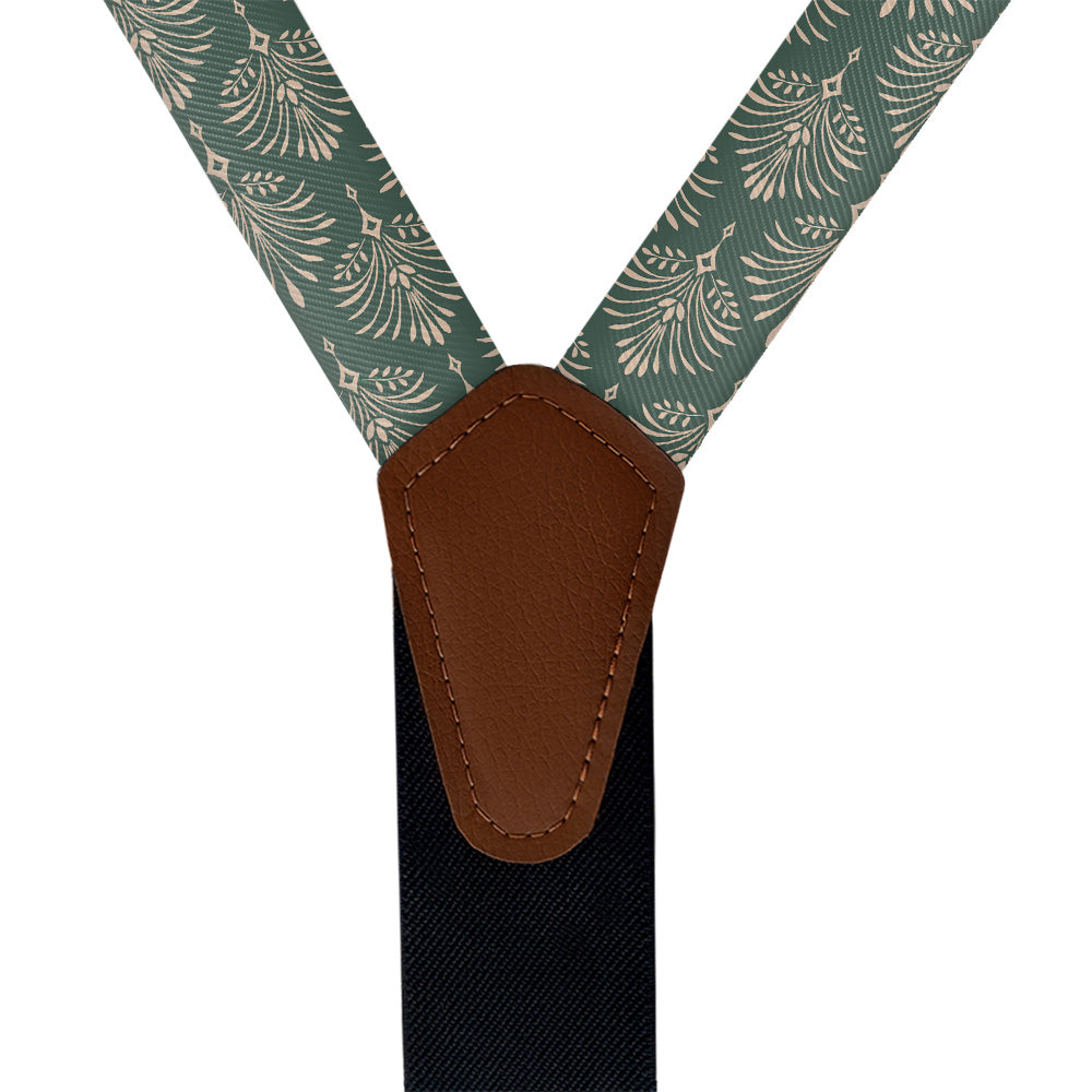 Damask Fan Suspenders - Vegan Leather Y-Back - Knotty Tie Co.