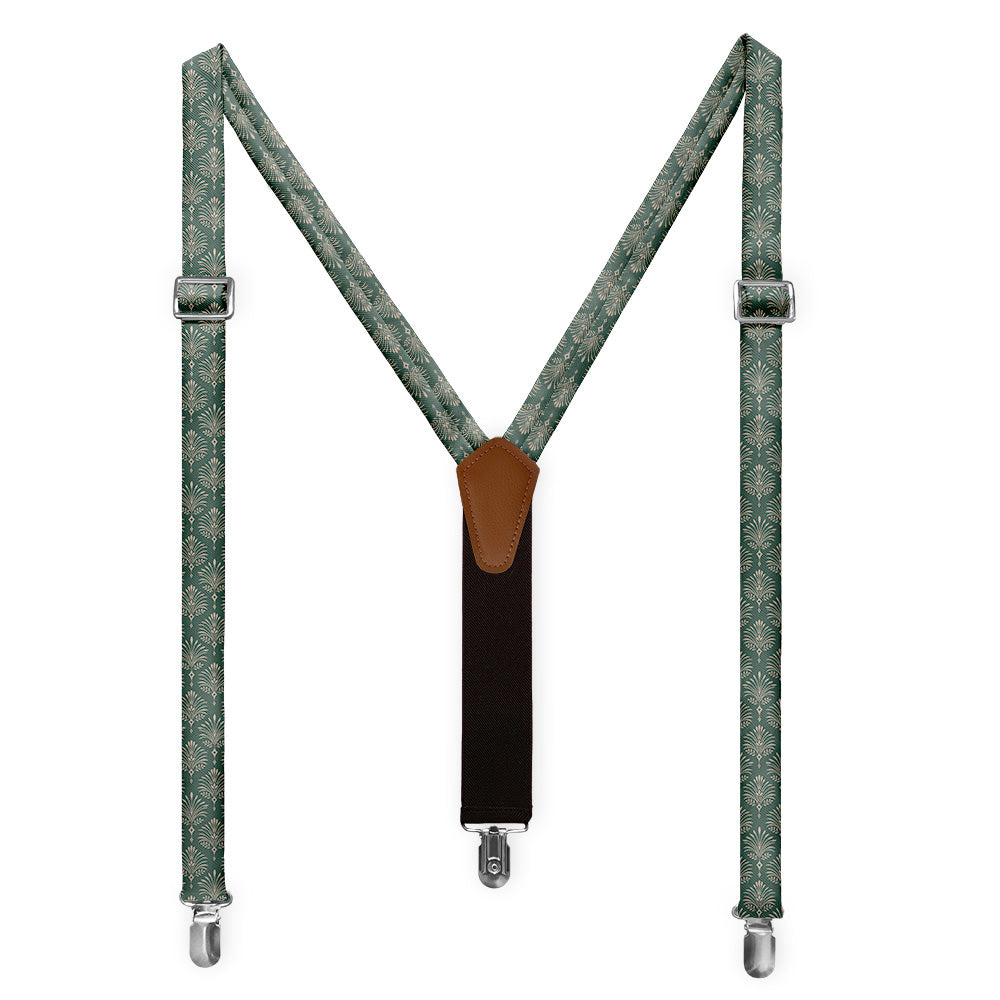 Damask Fan Suspenders - Full Front View - Knotty Tie Co.