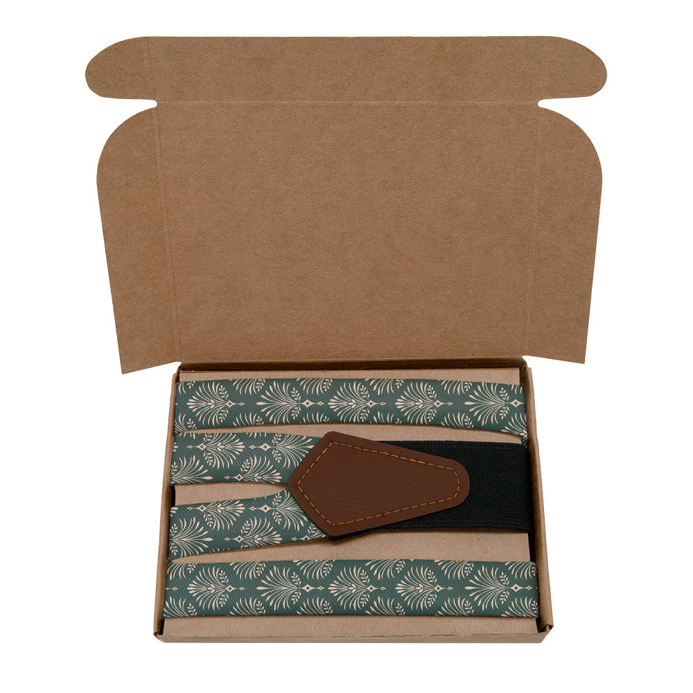 Damask Fan Suspenders - Kraft Gift Box Packaging - Knotty Tie Co.
