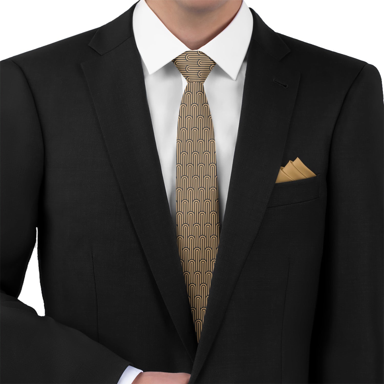 Deco Curves Necktie - Matching Pocket Square - Knotty Tie Co.