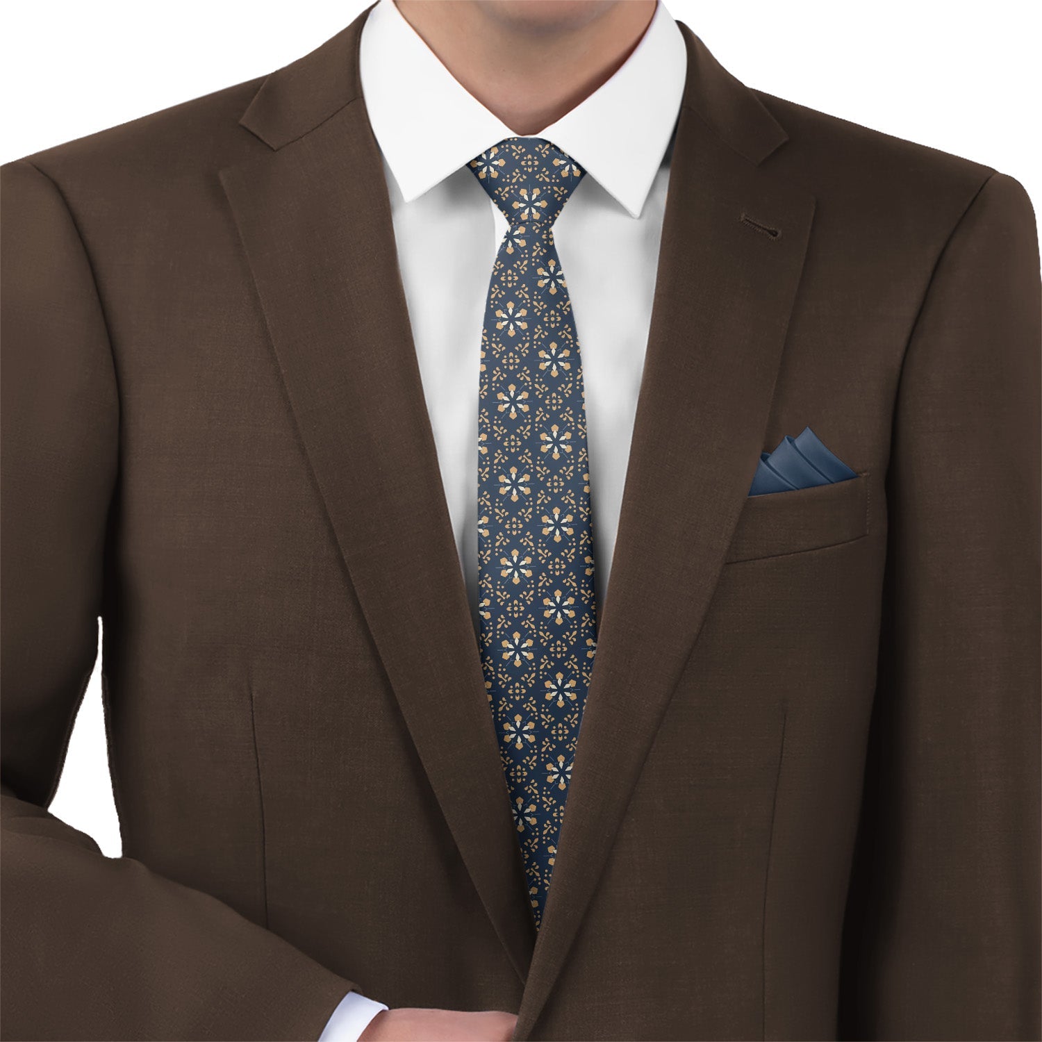 Deco Floral Necktie - Matching Pocket Square - Knotty Tie Co.