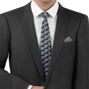 Deco Hex Geometric Necktie - Matching Pocket Square - Knotty Tie Co.