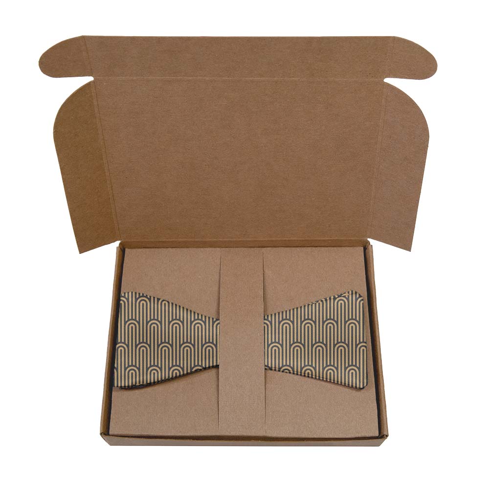 Deco Curves Bow Tie- Kraft Gift Box Packaging - Knotty Tie Co.