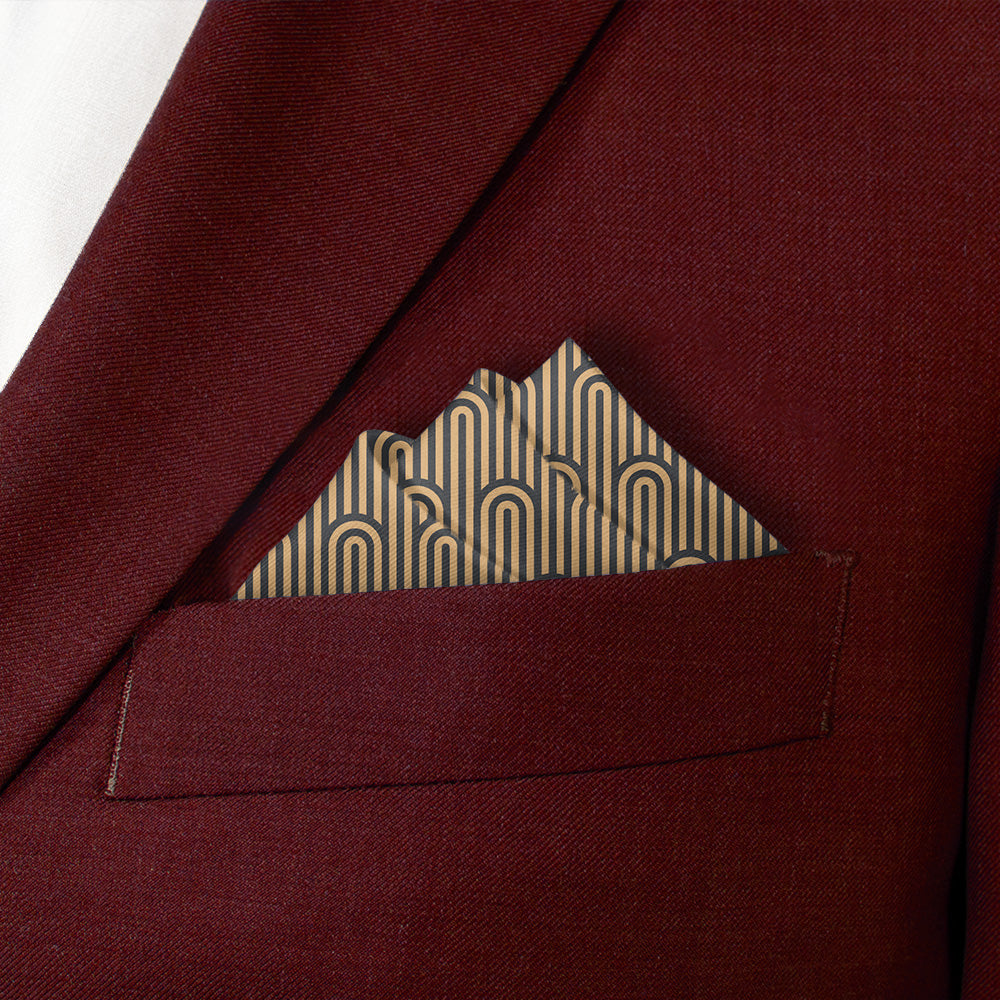 Deco Curves Pocket Square - Stairs Fold - Knotty Tie Co.