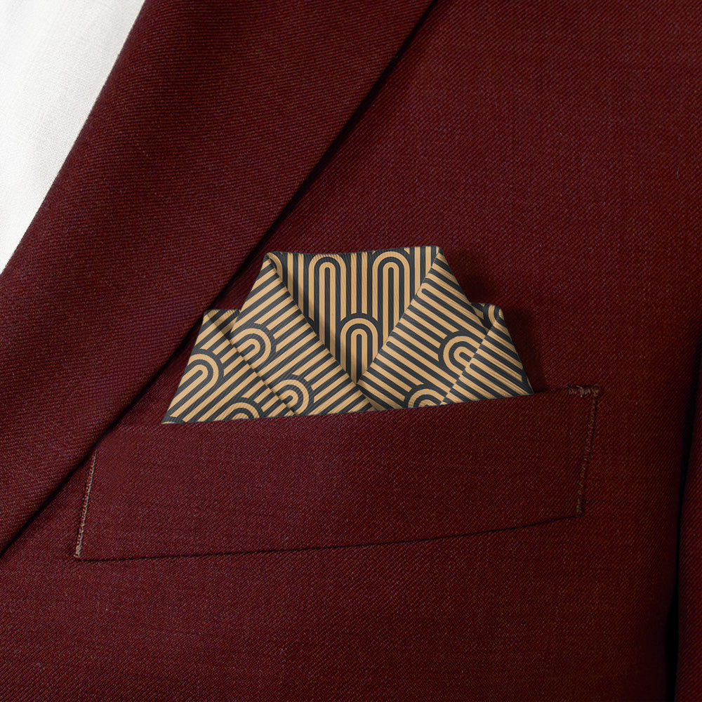 Deco Curves Pocket Square - Scalloped Fold - Knotty Tie Co.