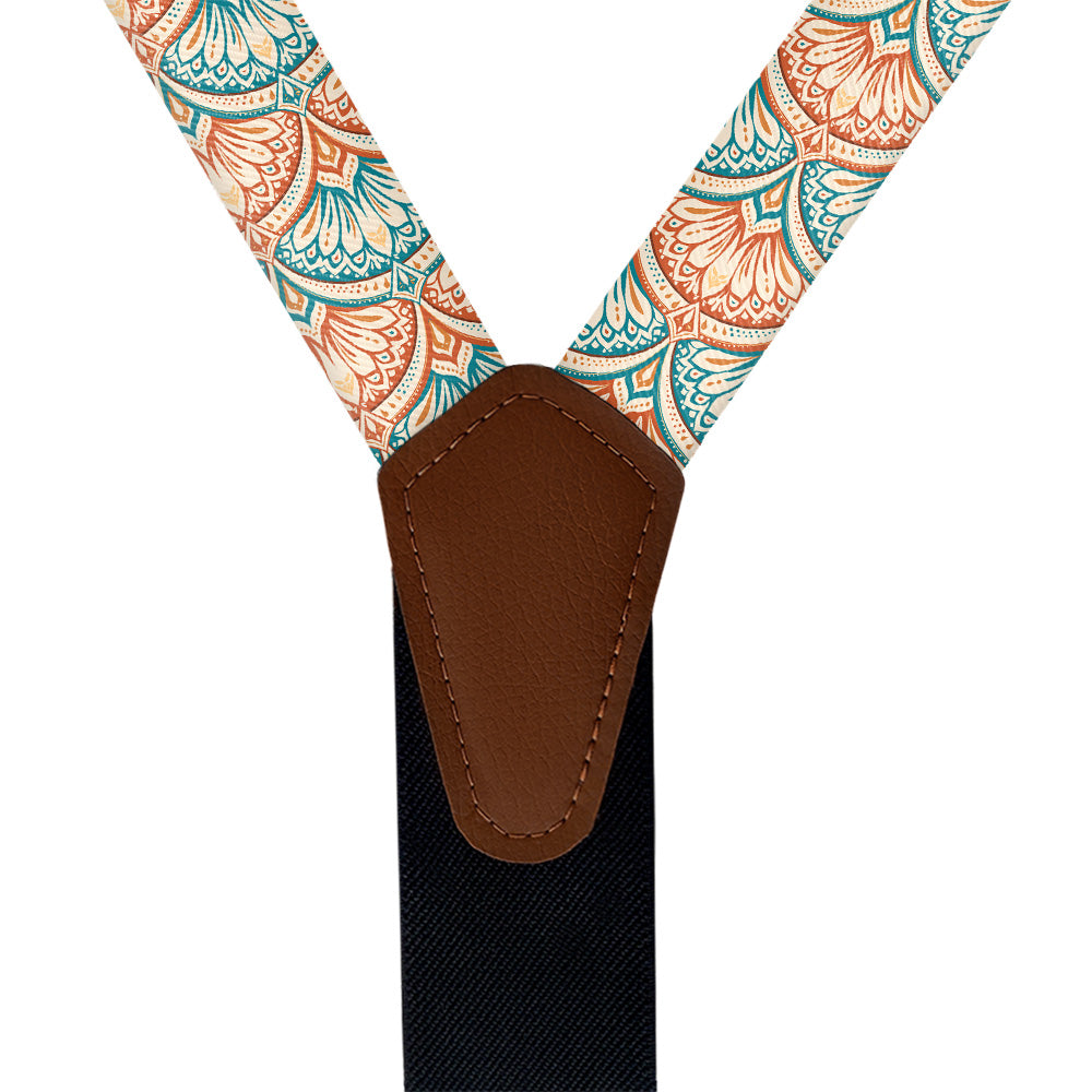 Deco Fan Bloom Suspenders - Vegan Leather Y-Back - Knotty Tie Co.