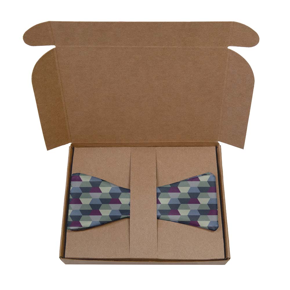 Deco Hex Geometric Bow Tie- Kraft Gift Box Packaging - Knotty Tie Co.