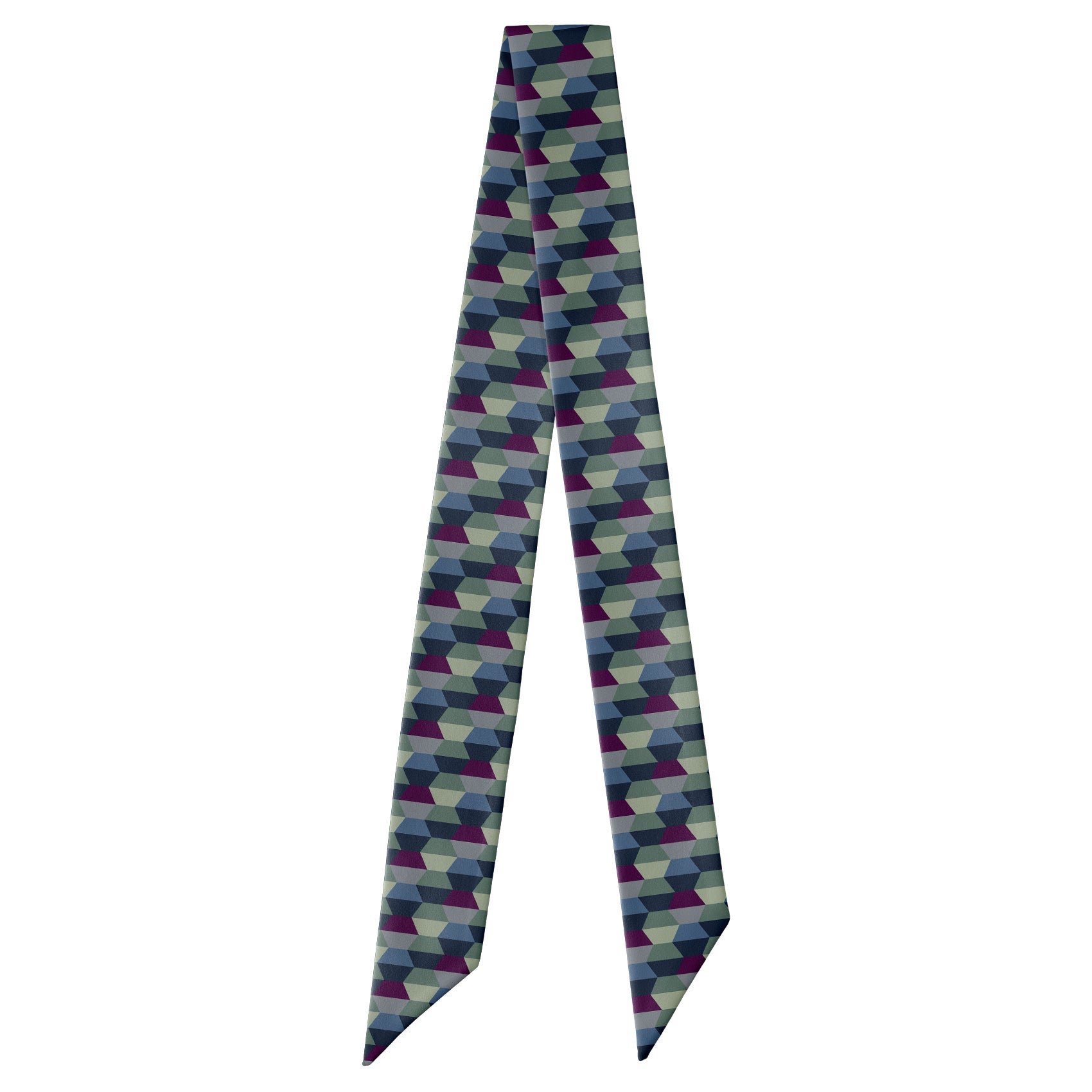 Deco Hex Geometric Hair Scarf - Full View of Hair Scarf - Knotty Tie Co.
