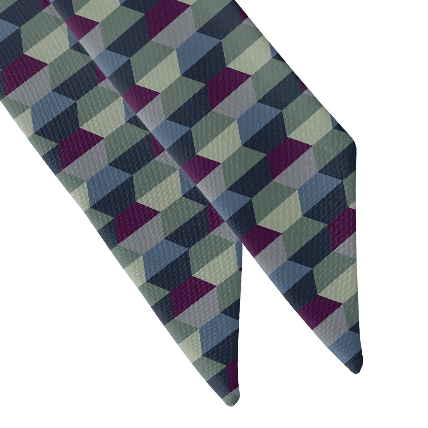 Deco Hex Geometric Hair Scarf - Scarf Tapered Ends - Knotty Tie Co.