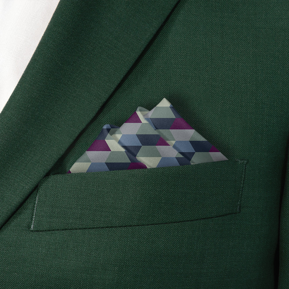 Deco Hex Geometric Pocket Square - Stairs Fold - Knotty Tie Co.