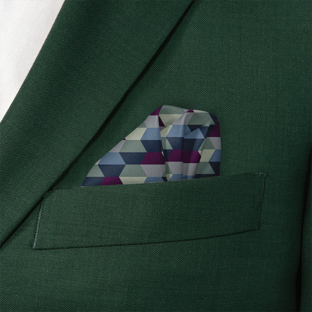 Deco Hex Geometric Pocket Square - Wave Fold - Knotty Tie Co.