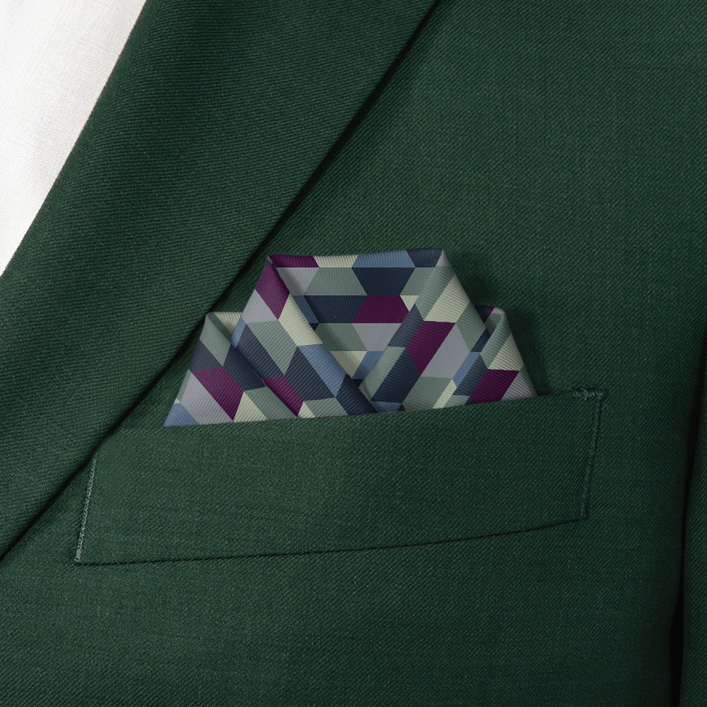 Deco Hex Geometric Pocket Square - Scalloped Fold - Knotty Tie Co.