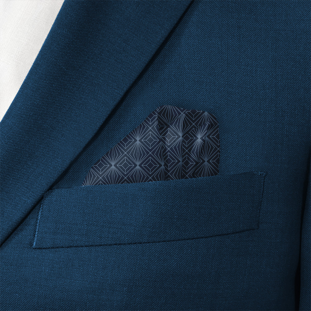 Deco Starburst Pocket Square - Stairs Fold - Knotty Tie Co.