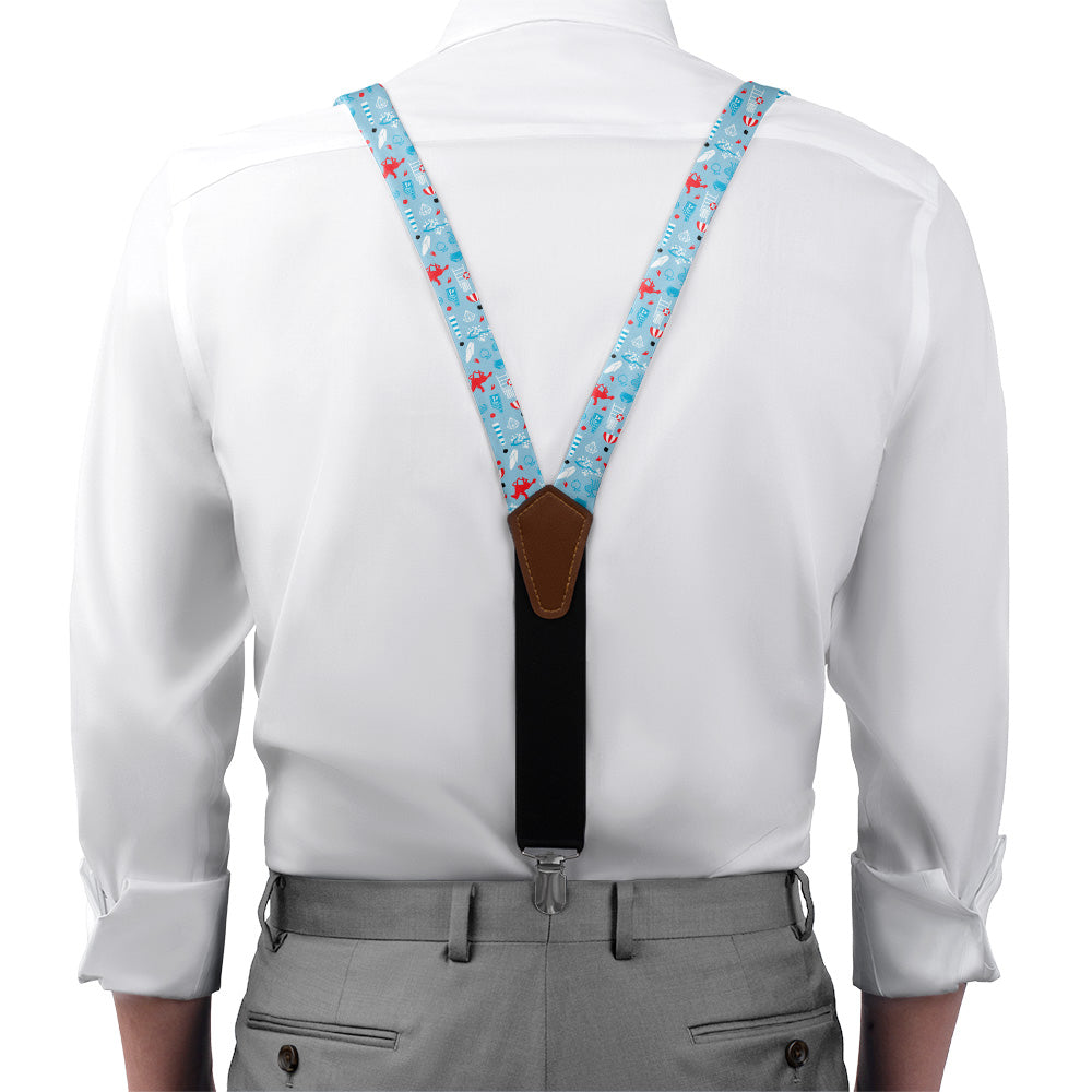 Delaware State Heritage Suspenders - On Model Front View - Knotty Tie Co.