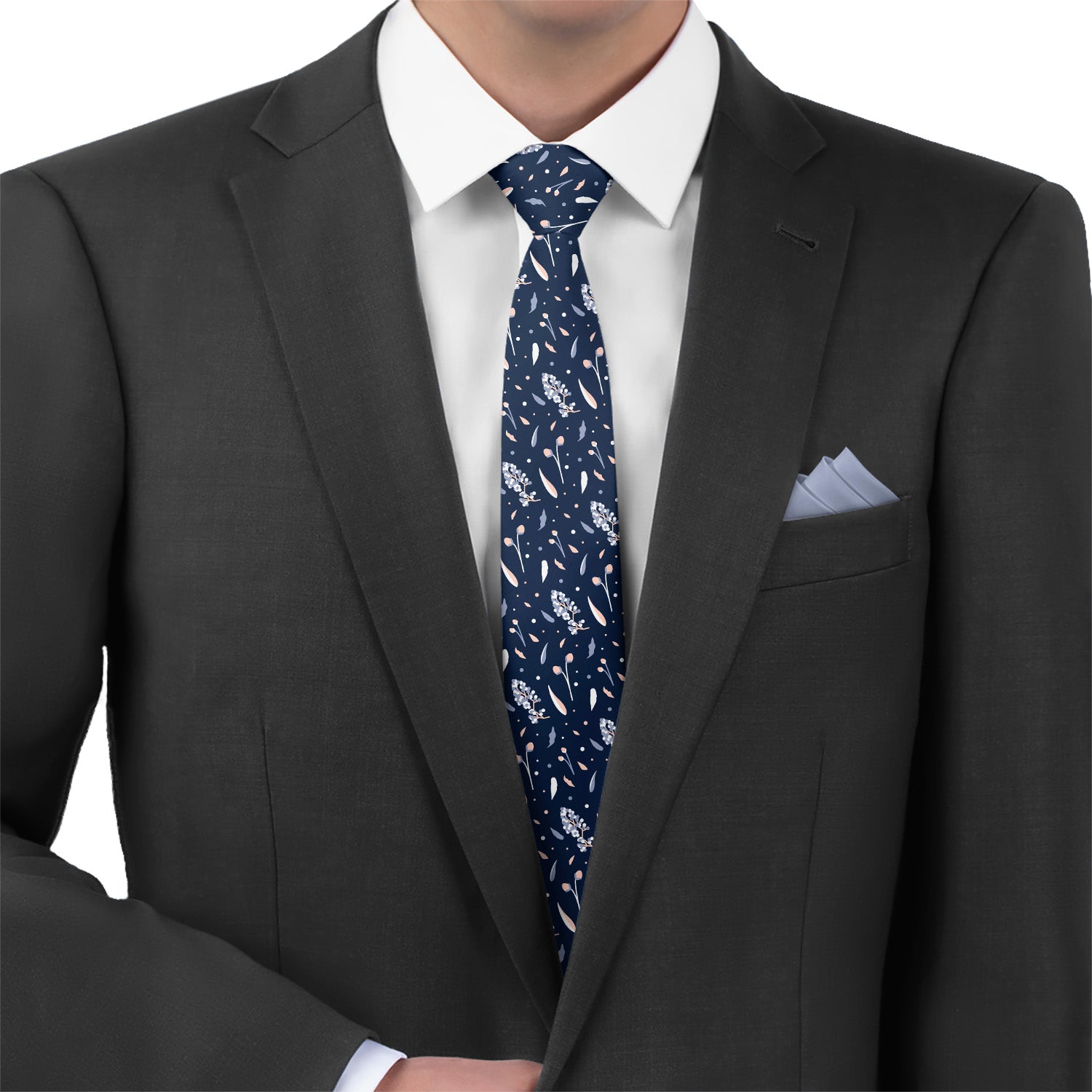 Delicate Floral Necktie - Matching Pocket Square - Knotty Tie Co.