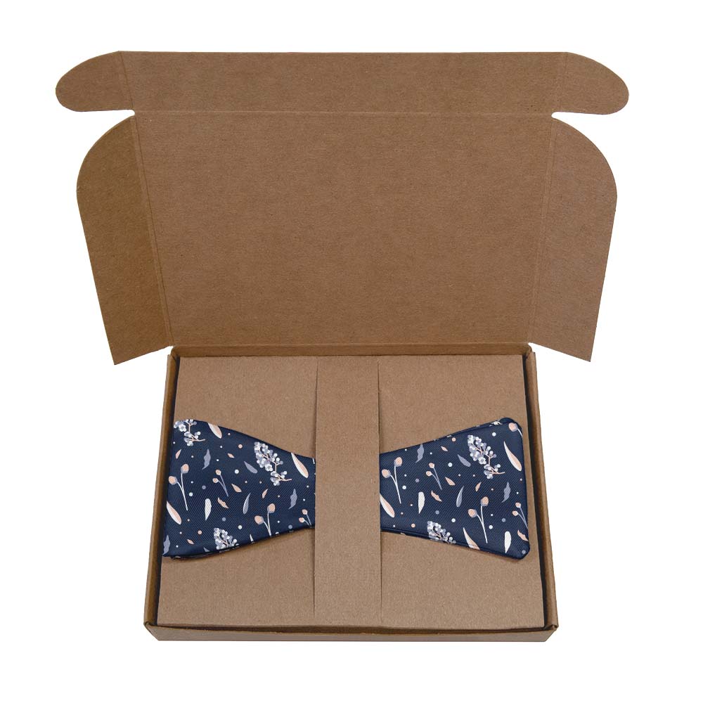 Delicate Floral Bow Tie- Kraft Gift Box Packaging - Knotty Tie Co.
