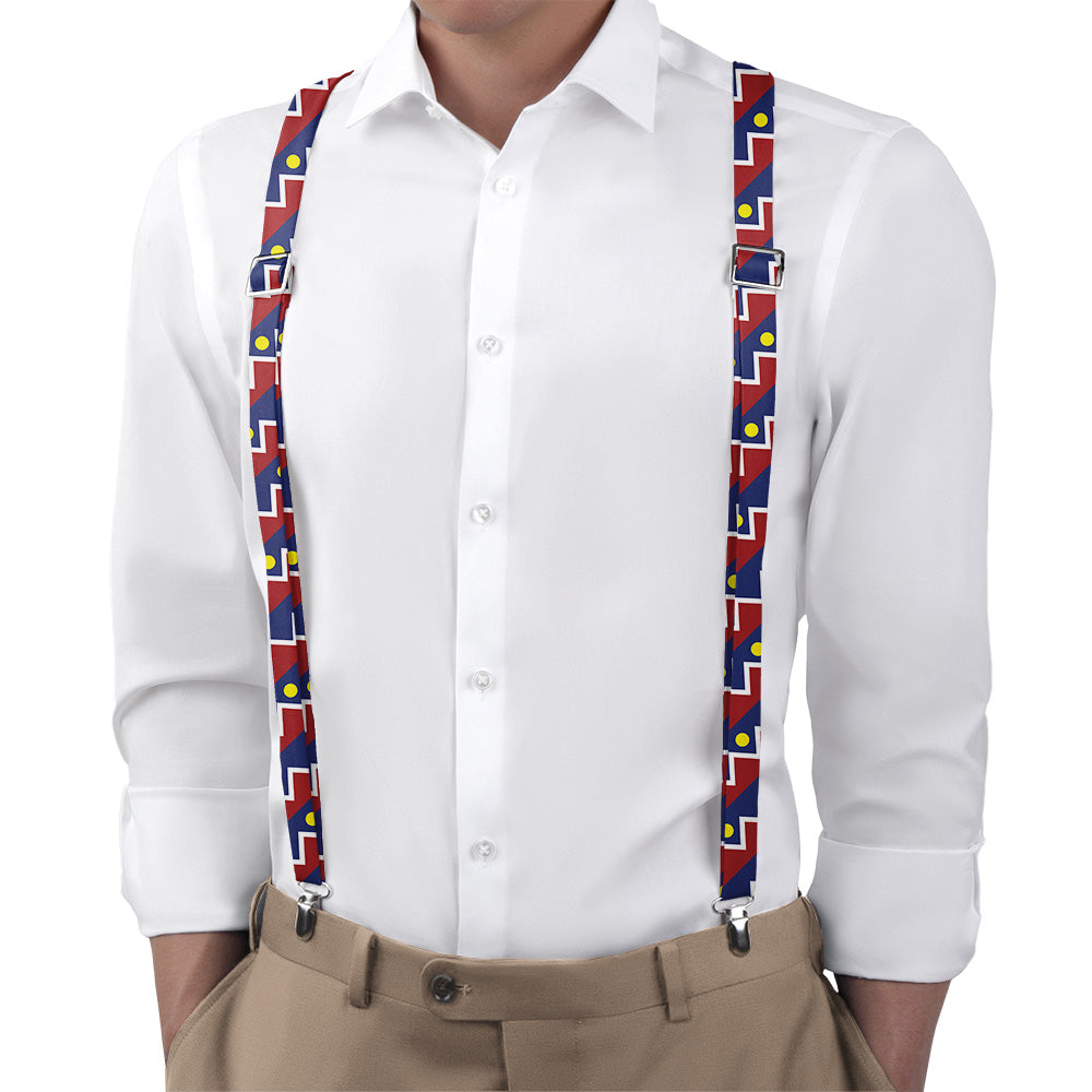 Denver Flag Suspenders - On Model Back View - Knotty Tie Co.