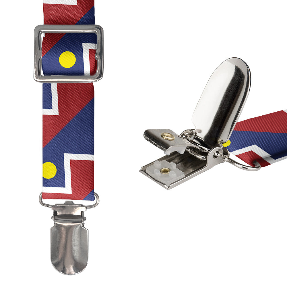 Denver Flag Suspenders - Hardware and Strap - Knotty Tie Co.