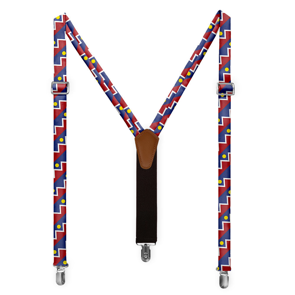 Denver Flag Suspenders - Full Front View - Knotty Tie Co.