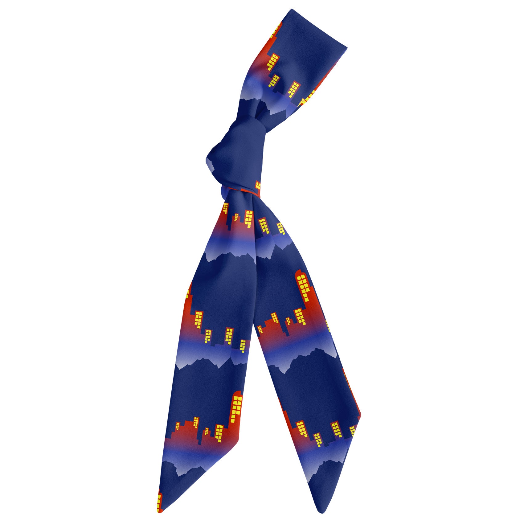 Denver Skyline Hair Scarf - Scarf Tied Into Knot - Knotty Tie Co.