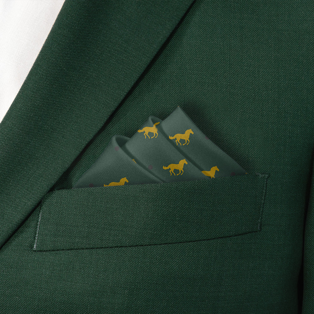 Derby Horses Pocket Square - Stairs Fold - Knotty Tie Co.