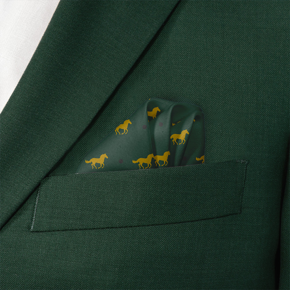 Derby Horses Pocket Square - Wave Fold - Knotty Tie Co.