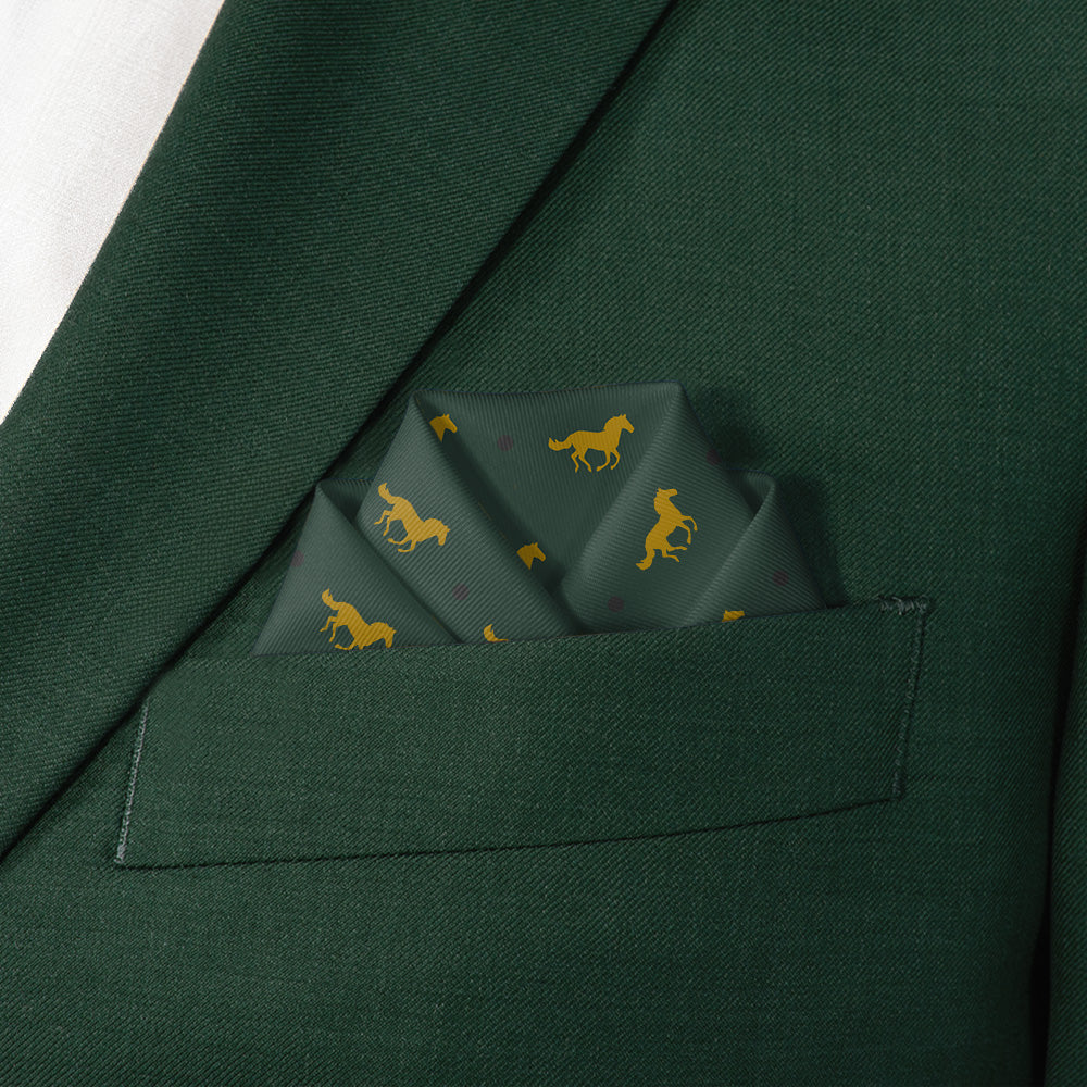 Derby Horses Pocket Square - Scalloped Fold - Knotty Tie Co.