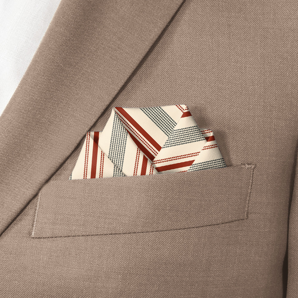 Desert Stripe Pocket Square - Scalloped Fold - Knotty Tie Co.