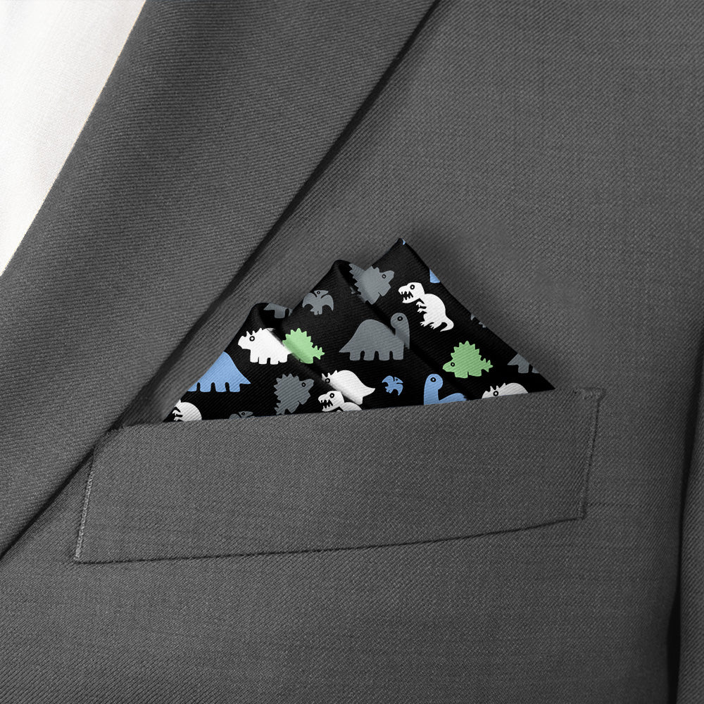 Dinosaur Pocket Square - Stairs Fold - Knotty Tie Co.