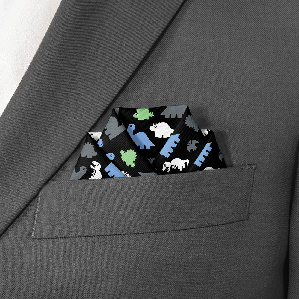 Dinosaur Pocket Square - Scalloped Fold - Knotty Tie Co.