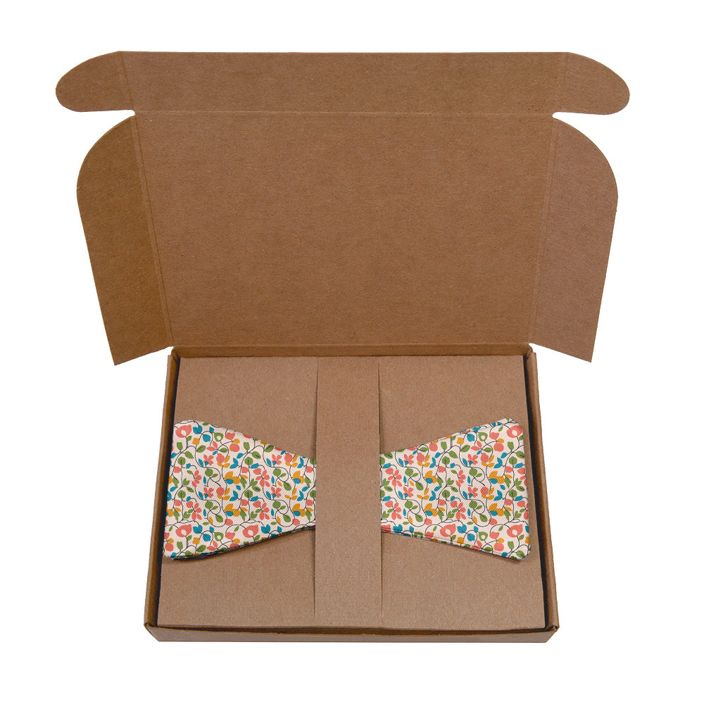 Ditsy Floral Bow Tie - Kraft Gift Box Packaging - Knotty Tie Co.