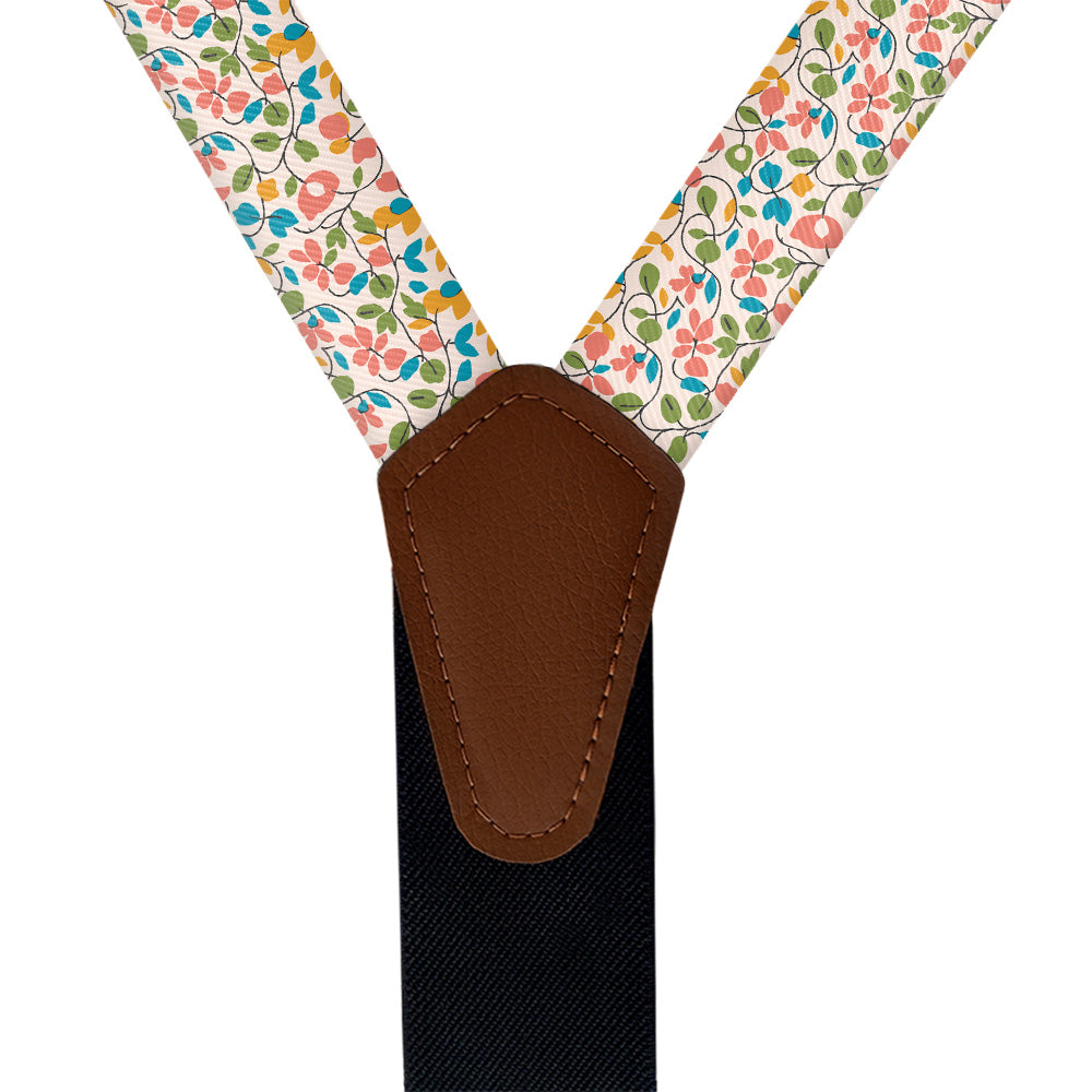 Ditsy Floral Suspenders - Vegan Leather Y-Back - Knotty Tie Co.
