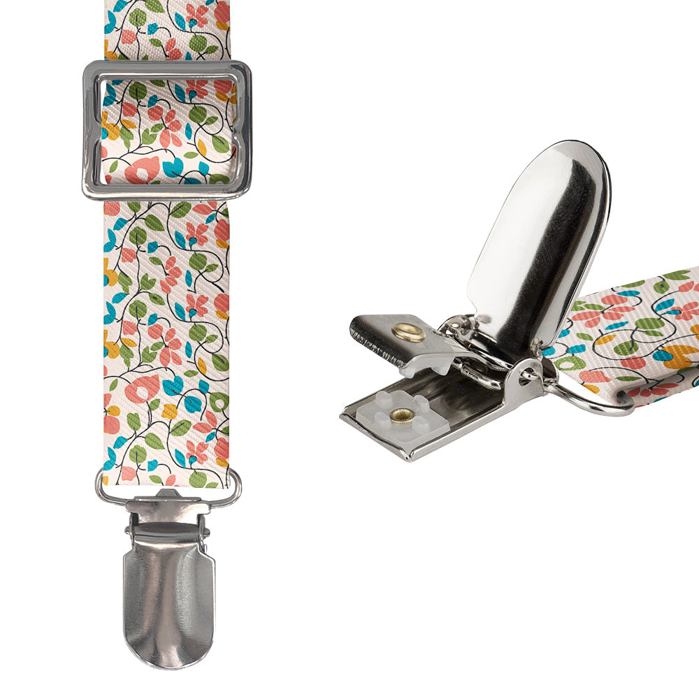 Ditsy Floral Suspenders - Hardware and Strap - Knotty Tie Co.