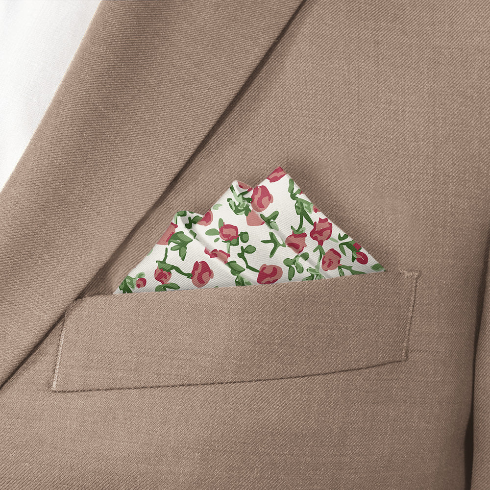 Edward Floral Pocket Square - Stairs Fold - Knotty Tie Co.