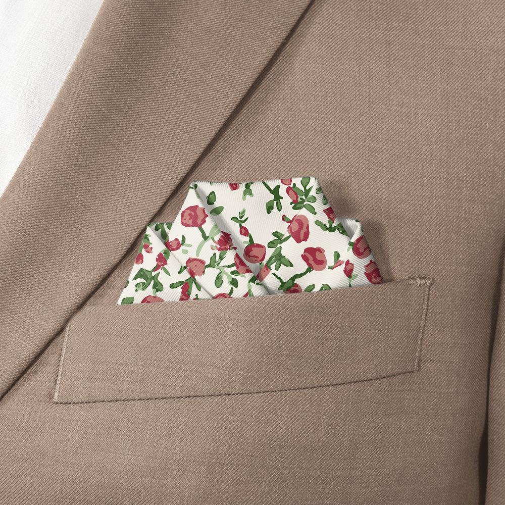 Edward Floral Pocket Square - Scalloped Fold - Knotty Tie Co.