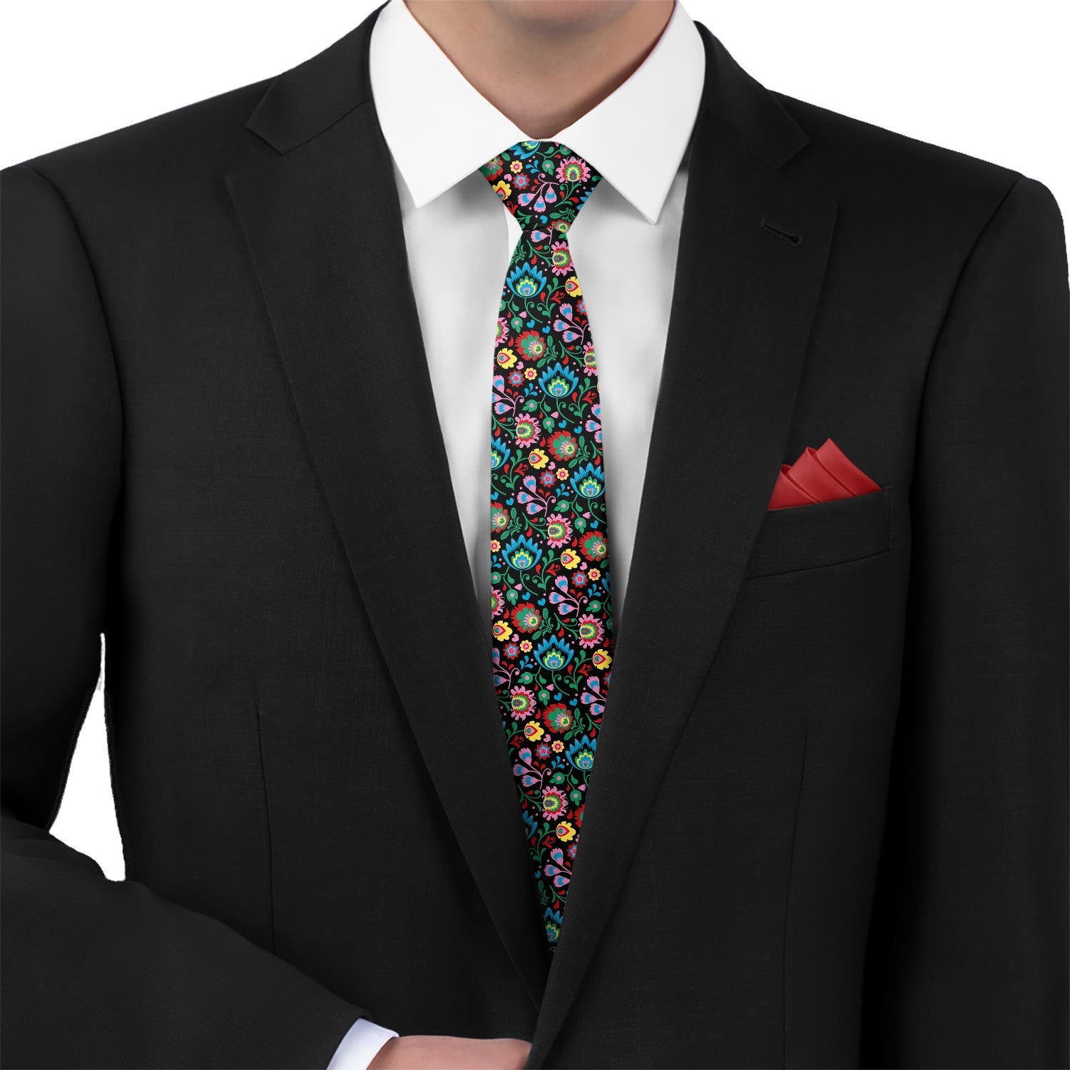 Electric Daisy Floral Necktie - Matching Pocket Square - Knotty Tie Co.