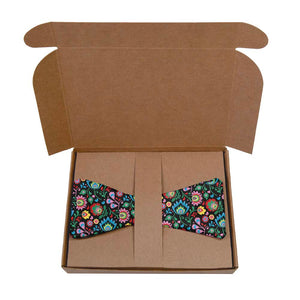 Electric Daisy Floral Bow Tie- Kraft Gift Box Packaging - Knotty Tie Co.