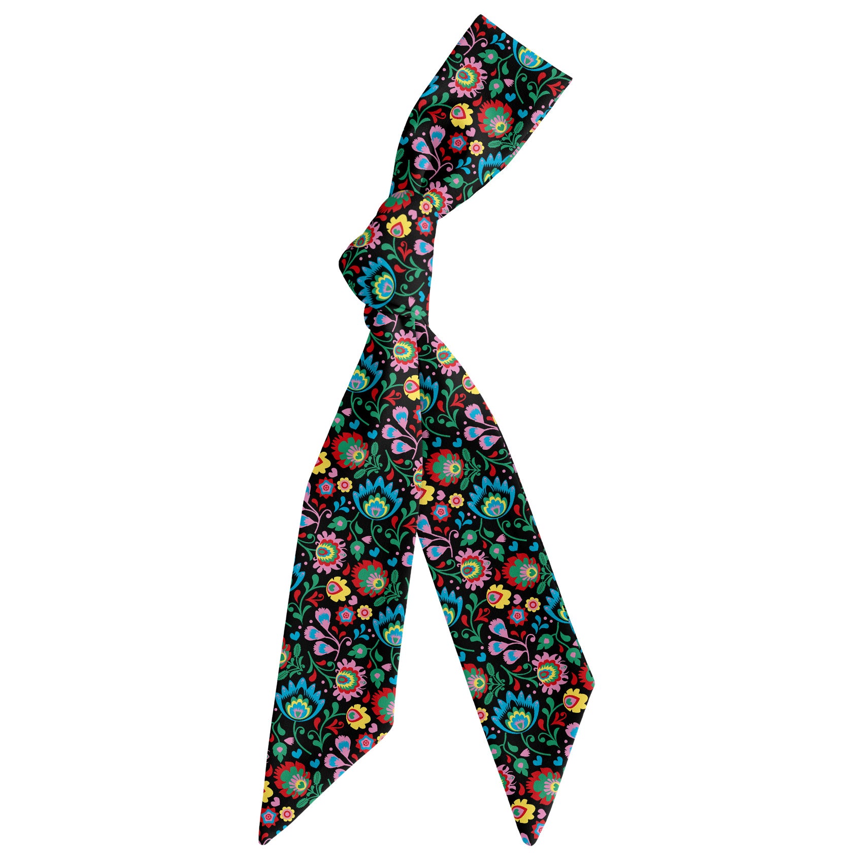 Electric Daisy Floral Hair Scarf - Scarf Tied Into Knot - Knotty Tie Co.