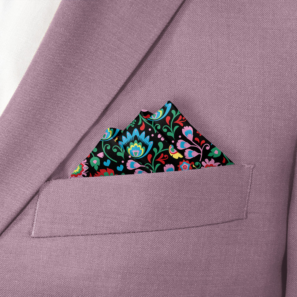 Electric Daisy Floral Pocket Square - Stairs Fold - Knotty Tie Co.