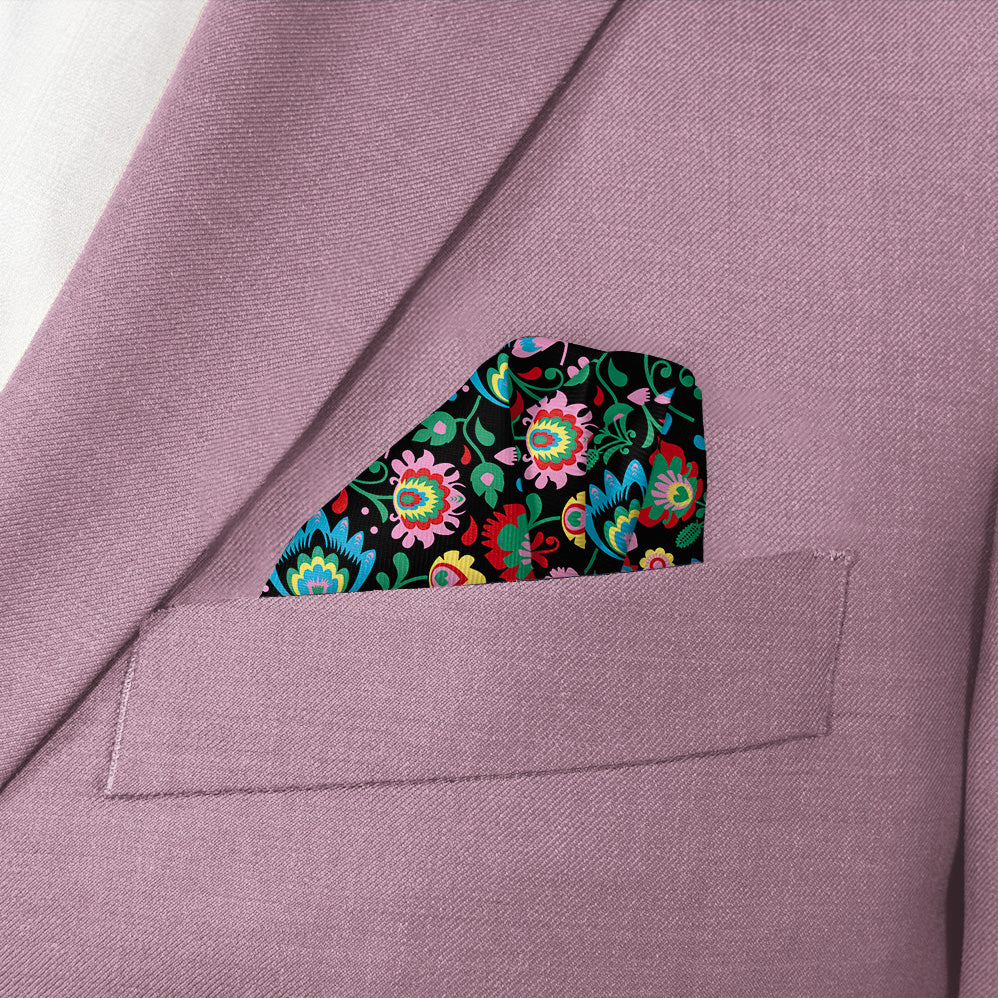 Electric Daisy Floral Pocket Square - Wave Fold - Knotty Tie Co.