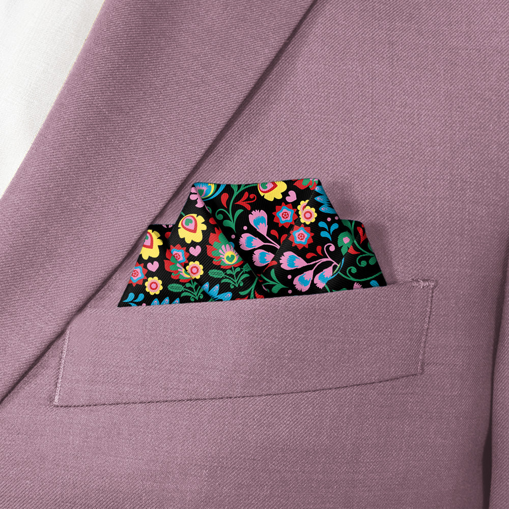 Electric Daisy Floral Pocket Square - Scalloped Fold - Knotty Tie Co.