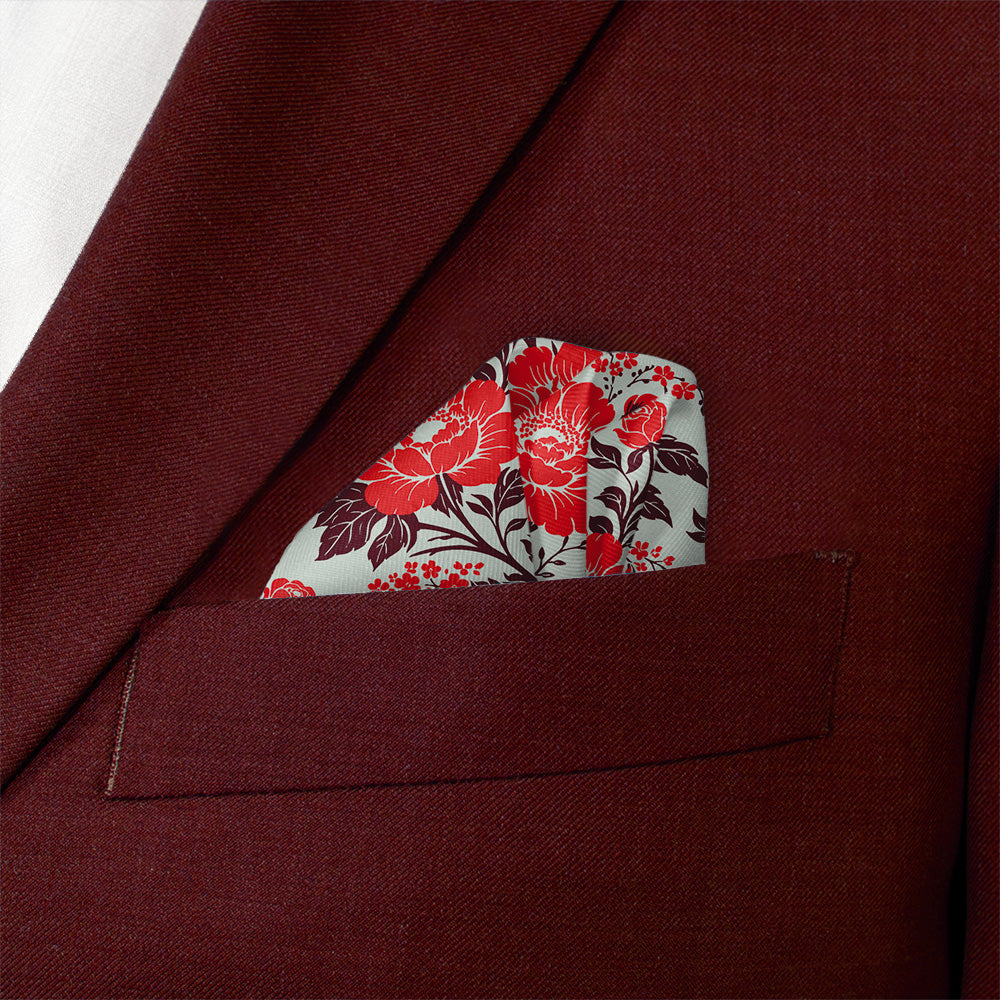 Estate Garden Floral Pocket Square - Wave Fold - Knotty Tie Co.