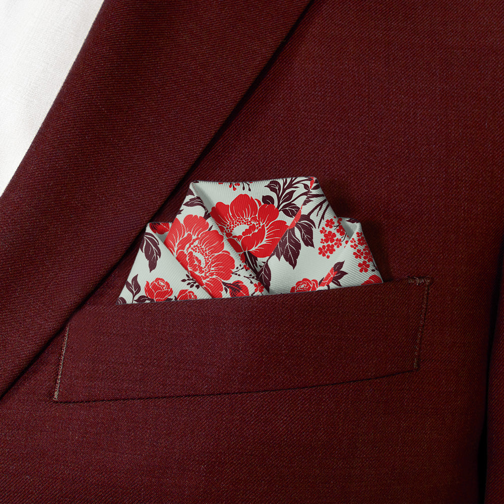 Estate Garden Floral Pocket Square - Scalloped Fold - Knotty Tie Co.