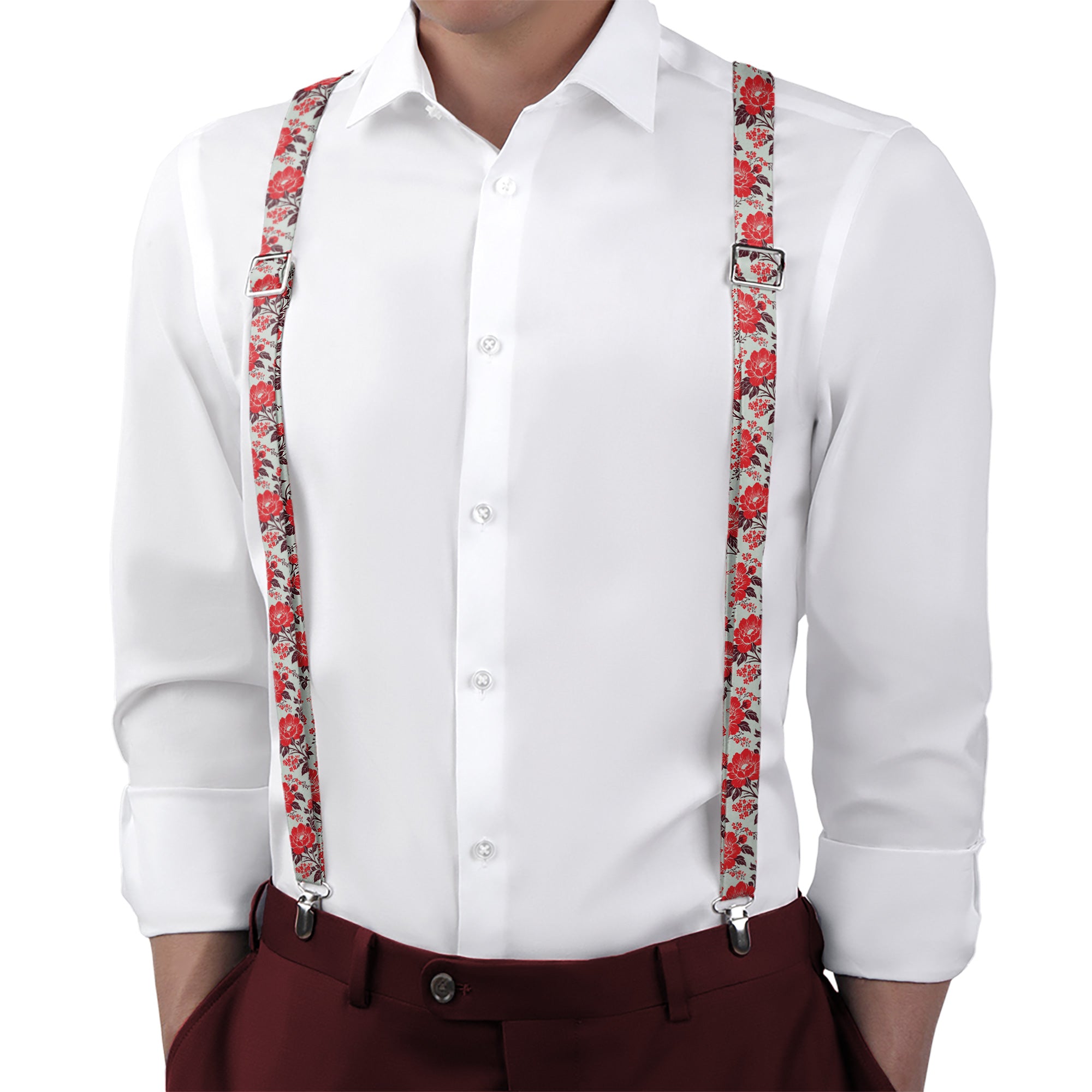 Estate Garden Floral Suspenders - On Model Back View - Knotty Tie Co.