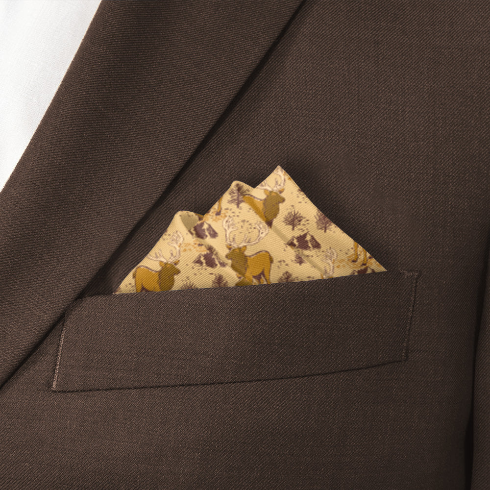 Evergreen Elk Pocket Square - Stairs Fold - Knotty Tie Co.